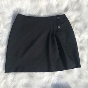 90s black wrap skirt with marbled buttons